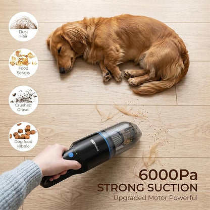 Mini Crumb Vacuum 10000Pa Brushless Motor Rechargeable Cordless Handheld Vacuum, Lightweight Portable Cleaner for Home Car Office Keyboard Sofa Furniture Pet Hair Dust Debris Crevices Tight Spaces