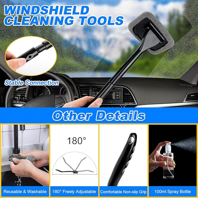 41Pcs Car Cleaning Wash Kit Interior Detailing Cleaner Kit with High Power Handheld Vacuum, Collapsible Bucket, Windshield Tool, Snow Shovel, Tire Brush, Complete Car Care Tools, Blue