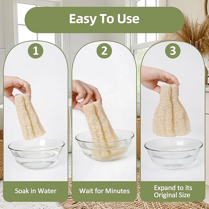 2 Pack HungkaTurn Natural Egyptian Loofah Body Scrubber, 100% Organic Luffa Exfoliating Sponge for Men&Women, Gentle Skin Cleansing Shower Scrubber for Radiant Smooth Skin, Large Spa-Grade Body Loofa.