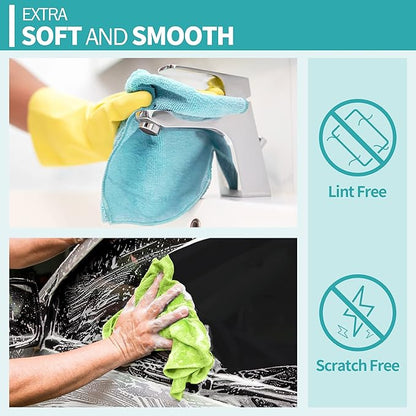 Microfiber Cleaning Cloth - 60 Pack Shop Towels, 12" x 12" Cleaning Rags Lint Free, Reusable Microfiber Towels for Cars Kitchen Automotive House Office