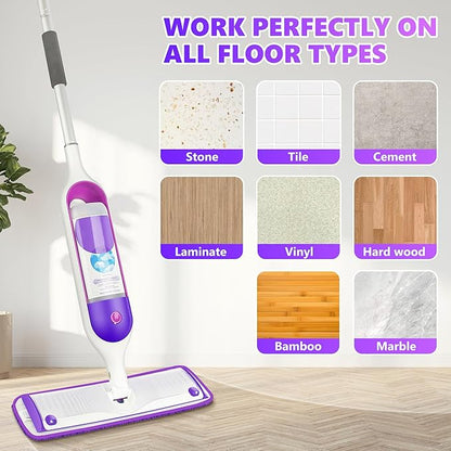 18 Pack Reusable Mop Pads Compatible with Swiffer PowerMop, Wood Floor Pads Microfiber Mop Replacement Refills Machine Washable for All Floor Surfaces