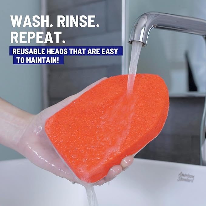 Moku Home Replacement Scrubber Refill for Moku Home Extendable Tub Tile Shower Brush for Cleaning Non-Scratch (2X Scrubber Sponge Red)
