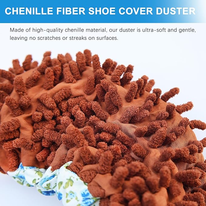 4 Pcs (2 Pairs) Shoes Cover Dust Duster, Microfiber Dust Mops, Multi Function Reusable Mop Slippers, Multi Purpose Floor Cleaning Shoes for Bathroom, Office, Kitchen, House Polishing Cleaning