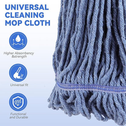 Commercial Heavy Duty Mop Heads Replacement for Rubbermaid: 3 Packs Industrial Wet Mop Head for Floor Cleaning - Commercial Products Looped End String Head Refills