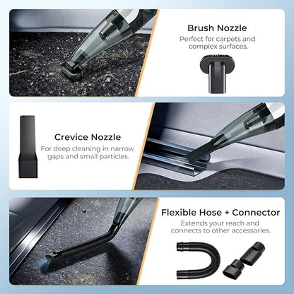 ezly Hand Held Car Vacuum Cleaner 6000PA Powerful Suction, Portable Mini Car Vacuum Cleaner, Handheld Vacuum with Washable Filter for Car/Office/Home, Pet Hair, Corded 13.12FT