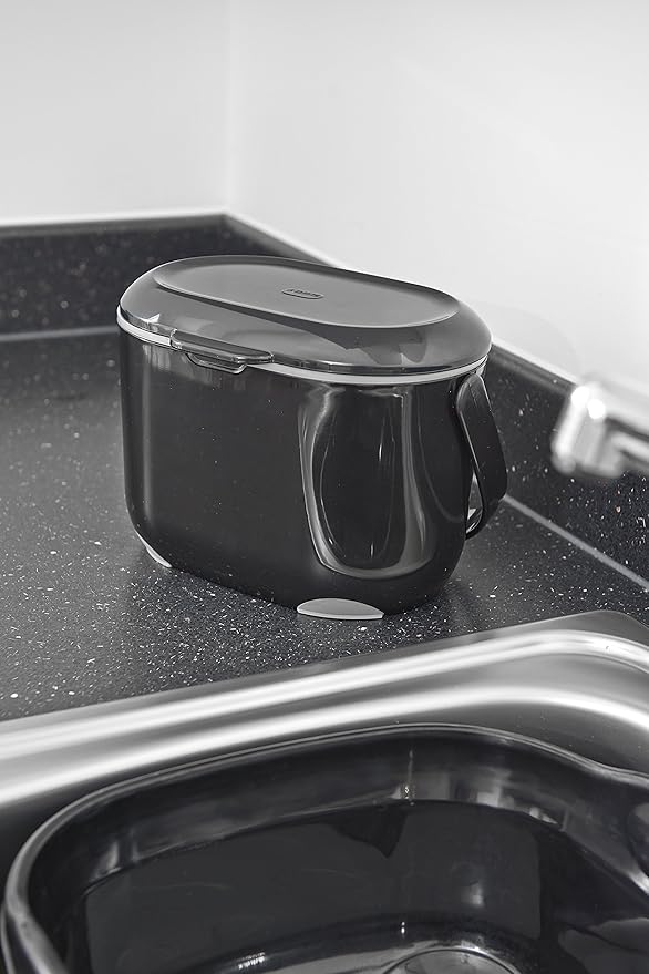 Addis 2.5 Litre Kitchen Compost Caddy, Black/Grey, 2.5L