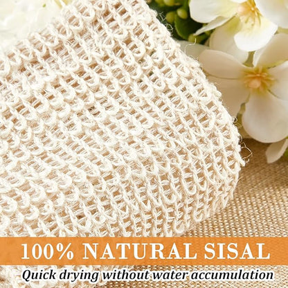 BBTO 5 Pieces Soap Saver Bag Cotton Linen Exfoliating Soap Pouch for Foaming and Drying, Shower, Scrubber (18 x 10 cm, Beige)