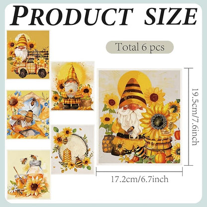 CREATCABIN 6Pcs Swedish Dishcloths for Kitchen Reusable Swedish Dish Towels Gnomes Absorbent Swedish Dish Rags Sunflower Bee Washable Sponge Cleaning Cloths No Odor Fast Drying Dish Cloths 7.6x6.7Inch