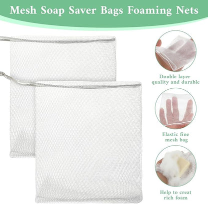 40 Pcs Soap Saver Bag, Bar Soap Pouch Mesh Soaps Bag Meshs Net Bags with Drawstring Foaming Net Bubble Mesh Bags Bar Soaps Saver for Bath, Shower