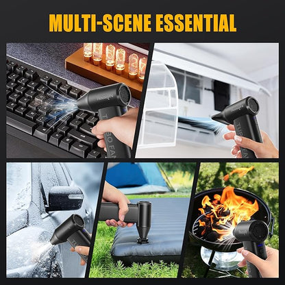 Houselife 150,000 RPM Magnetic Electric Air Duster - Brushless Compressed Air Duster, 3-Gear Adjustable, Rechargeable Mini Blower for PC, Keyboard, Car Drying & Detailing, Reusable Air Can Alternative