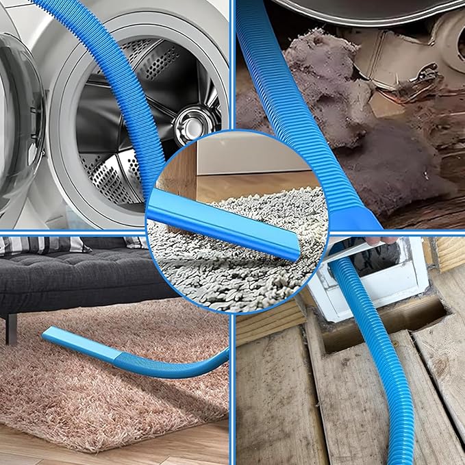 Upgraded Dryer Vent Cleaner Kit: Universal Vacuum Hose Attachment for Lint Removal Fits All Vacuums Cleaner Dryer Cleaning Tools for Clogged Ducts (Blue)