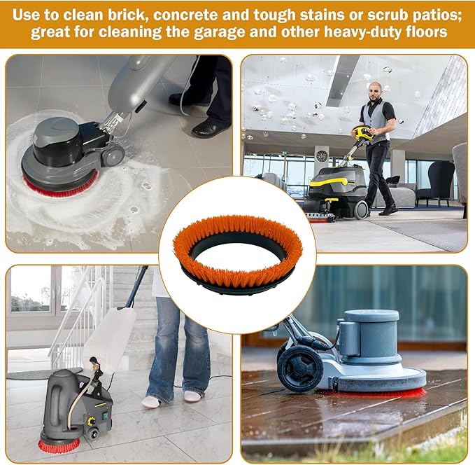 237047 Orbiter Orange Scrub Brush for ORB550MC Orbiter Floor Machine, Heavy-Duty Brush, 12” Diameter,(1 Pack)