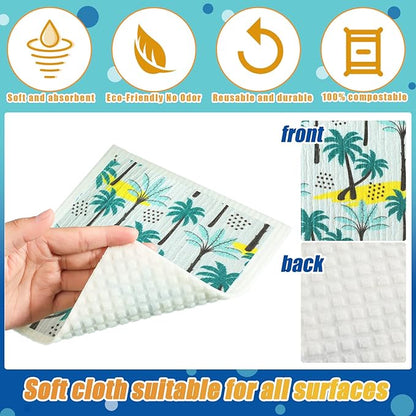 Remagr 6 Pcs Swedish Kitchen Dish Towels Kitchen Cloths Reusable Sponge Cleaning Cloths Absorbent Dish Cloth Quick Drying Washable Cleaning Wipes No Odor Hand Towel (Ocean)