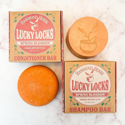 Lucky Locks | Pick Your Scent | Natural Shampoo & Conditioner Bar Set | Zero Waste Hair Care | Sulfate Free (Spring Blossom)