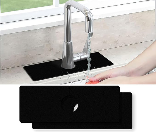 Kitchen Sink Splash Guard Faucet Mat -2 PC Super Absorbent Fast Drying Mat Sink Gadgets-Splash Guard Behind Faucet Drip Catcher for Kitchen(15" X 5.5" )