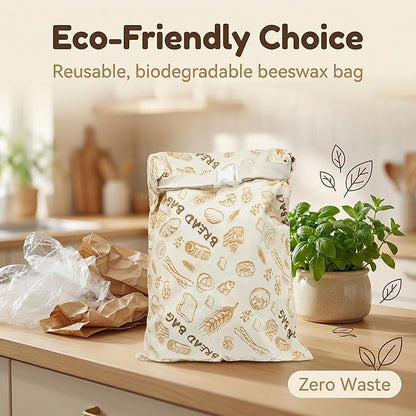 2-Pack JIDSPWLS Reusable Beeswax Bread Bags – Breathable for Homemade & Sourdough Loaves, Extends Freshness, Freezer & Fridge Compatible