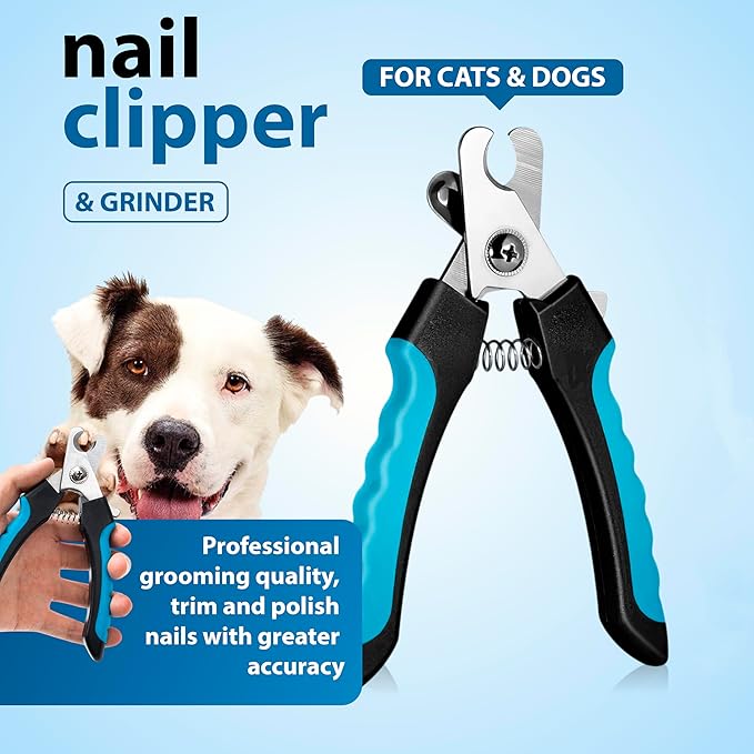 3-in-1 Pet Grooming Kit – Pet Deshedding Glove, 360° Silicone Finger Toothbrush, and Professional Dog Nail Clippers with File – Complete Grooming Set for Cats & Dogs with Short or Long Fur