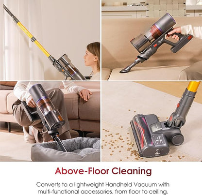 Cordless Vacuum Cleaner, 650W 55KPA 70Mins Stick Vacuum Cleaners for Home, Anti-Tangle Vacuum Cordless with Touch Screen and 1.8L Cup, Self-Standing Vacuum Cleaner for Home/Pet Hair/Carpets/Floors