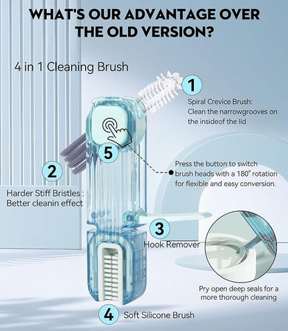 VIDONIO 4 in 1 Cup Lid Gap Cleaning Brush, Multifunctional Insulation Bottle Cleaning Tools, Mutipurpose Tiny Silicone Cup Holder Cleaner, Home Kitchen Cleaning Tools