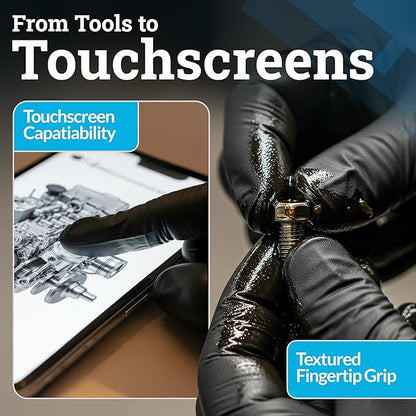 Hand-E Touch Nitrile Black Disposable Gloves X-Large, 50 Count - BBQ, Tattoo, Hair Dye, Cooking, Mechanic Gloves - Powder and Latex Free