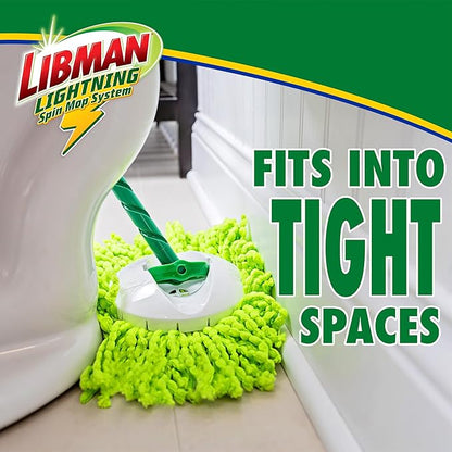 Libman Lightning Spin Mop System | Mop and Bucket with Wringer Set | Spin Mop | Mops for Floor Cleaning | Hardwood Floor Mop | 1 Total Mop Head Included