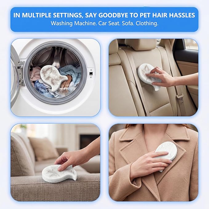Pet Hair Remover for Laundry,Reusable Dog & Cat Hair Catcher for Washing Machine & Dryer,Effectively Removes Fur,Lint and Dander from Bedding,Clothes(4Pcs White)