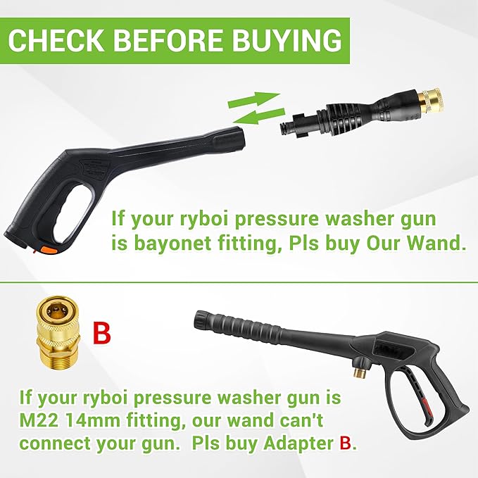 FIXFANS Pressure Washer Gun Adapter with 1/4” Quick Connector, 6 Inch Power Washer Wand Replacement Kit 5 Spray Nozzles and 1 Tips Holder- Compatible with Some Ryobi, Portland, Husky Pressure Washers