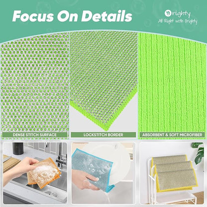 Orighty Multipurpose Wire Dishwashing Rag 24 Pcs, Upgraded Double-Layer Non-Scratch Wire Dish Cleaning Cloths, Kitchen Reusable Steel Scrubber, Powerful Dishcloth Rag for Cookware, Multicolor, 7"x8"