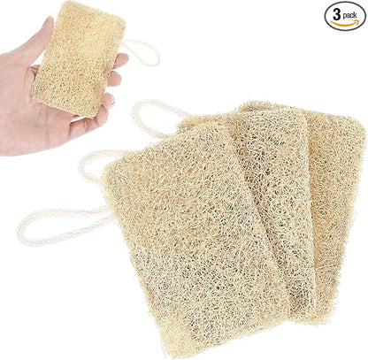 3Pcs Natural Loofa, 100% Real Natural Loofah Sponges Set, Loofah Sponge for Dishwashing, Luffa Sponges