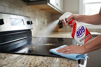 409 All Purpose Cleaner Spray, 32 Fl Oz Multi-Surface Antibacterial Kitchen Degreaser, Kills 99.9% of Germs Including COVID-19 Virus, Multipurpose Disinfectant Spray Bottle + Microfiber Cloth