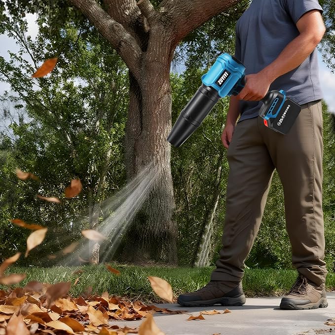Cordless Leaf Blower, Brushless Mini Jet Dry Blower 40000 RPM 475 MPH, Handheld Turbofan Air Blowers with 2×6.0Ah Battery, Extended Nozzle for Lawn Care, Patio Cleaning, Dust
