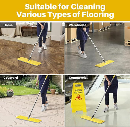 JOYMOOP 17.7-Inch Microfiber Flat Mop Replacement Pads – Washable Reusable Grey & Stripe, Pack of 2 Wet & Dry Refill for JOYMOOP Flat Mop & Mop Bucket Set