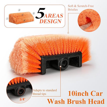 Truck Wash Kit with Long Handle, 12FT Extension Pole with Car Wash Brush, Mop & Window Squeegee, Exterior Cleaning Kit for RV, Large Truck & Car, Includes Wheel Brush, Wash Mitt & Storage Bag