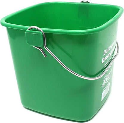 Small Green Detergent Bucket - 3 Quart Cleaning Pail - Set of 3 Square Containers