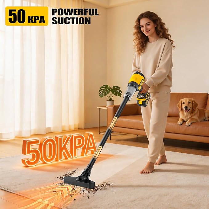 6-in-1 Cordless Vaccum Cleaner, 21V 8000MAH Car Vacuum Portable Cordless with 700W Brushless Motor, 50KPA High Power Suction & Blower for Home, Car, Pet Hair, Shop