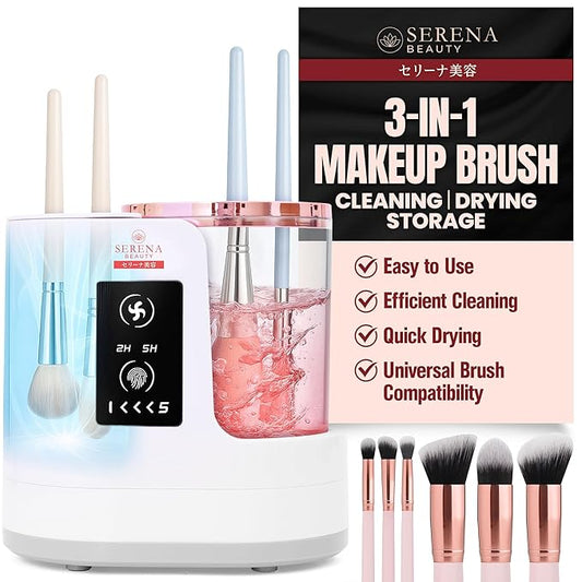 3-in-1 Electric Makeup Brush Cleaner Machine – Automatic Make up Brush Cleaner & Dryer, Portable, USB Powered, 5 Min Auto-Cycle To Clean | Dries Multiple Brushes in 2H -5H Drying Cycle.