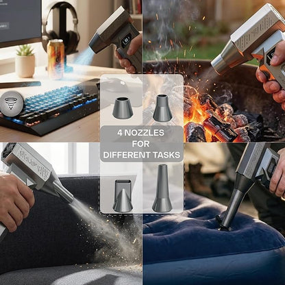 Compressed Air Duster-120000RPM Super Power Electric Air Duster, 4-Gear Adjustable Mini Blower with Fast Charging, Dust Blower for Computer, Keyboard, House, Outdoor and Car