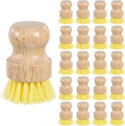 20 Pcs Bamboo Dish Scrub Brushes, Wooden Kitchen Dish Brushes Plastic Bristle Scrubber for Pots, Pans, Bowls, Dishes Cleaning