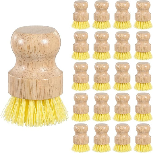 20 Pcs Bamboo Dish Scrub Brushes, Wooden Kitchen Dish Brushes Plastic Bristle Scrubber for Pots, Pans, Bowls, Dishes Cleaning