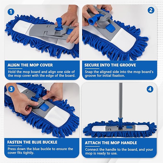 Dust Mop for Hardwood Floors,58" Long Handle Wet & Dry Mop,180° Rotating Microfiber Washable Mop for Tile,Laminate,Vinyl Floors,Pet Hair Cleaning