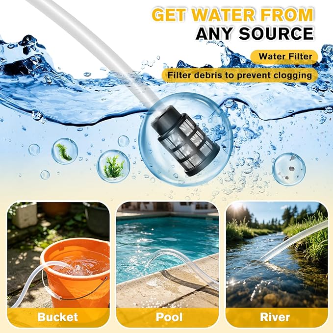Cordless Portable Handheld Cleaning Tool, 6-in-1 Nozzle, 16.4FT Hose, Foam Cannon & Filter, Handheld Washer for Car, Garden, Outdoor Cleaning