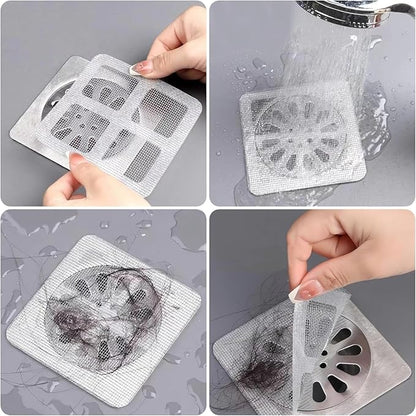 Shower Drain Cover Hair Catcher - 50 Pcs Disposable Hair Drain Stickers Shower Drain Mesh Stickers, Bathroom, Laundry, Bathtub, Kitchen, Sink, for Human and pet Hair (50)