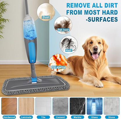 BPAWA Spray Mops for Floor Cleaning - Microfiber Wet Dry Dust Mop for Hardwood Laminate Wood Tile Vinyl Floors with 3 Washable Pads fit for Swiffer PowerMop