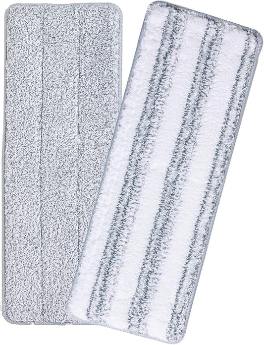 Oshang Flat Mop Head Refill, 13" X 4.9" Flat Mop Pads, Microfiber Mop Pads Flat Mop Replacement Heads (White and Grey)