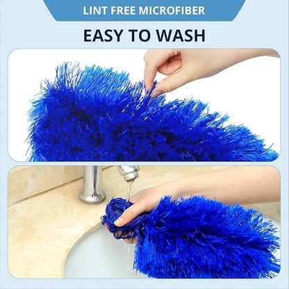 ZZ LAZYCOTTAGE Microfiber Feather Duster with Bendable Head, Dusters for Cleaning, Extendable Microfiber Duster, Long Reach Dusting Tool for High Ceilings, Ceiling Fans, Blinds, Cobweb