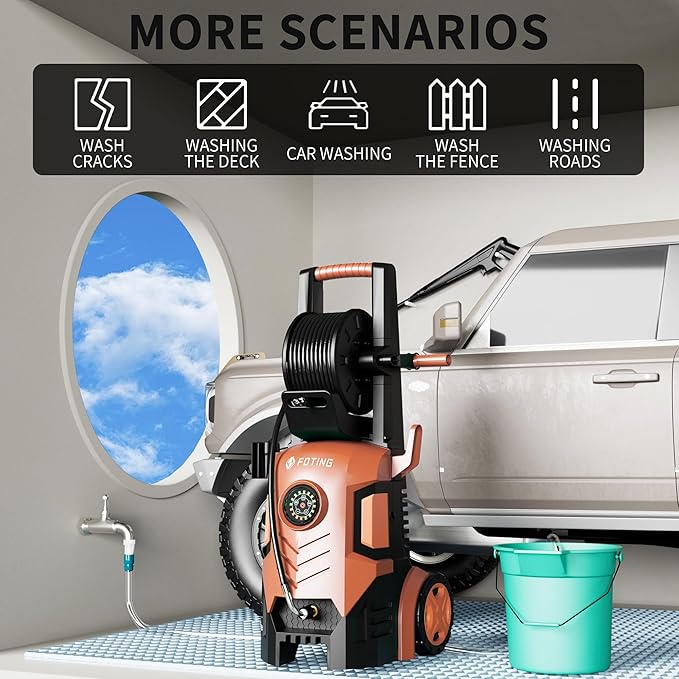 5000 MAX PSI P*ressure Washer 2026 NEW, Touch Screen 8 Level, 4 N*ozzles and F*OAM C*annon, P*ower Cleaner (Red)
