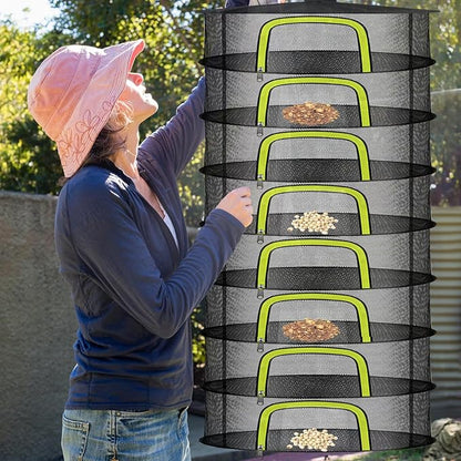 8 Layer Herb Drying Rack, Herb Drying Rack Hanging Mesh, Foldable Grass Drying Rack With U-Shaped Zipper, Garden Scissors, Hooks, For Drying Herbs Plants, Flowers, Fruits, Food(8 Layers-23.62'')