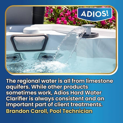 ADIOS! Hot Tub Hard Water Calcium Remover with Scale and Stain Clarifier, Soften Treat and Reduce Spa and Pool Deposits - Quart (32 oz)