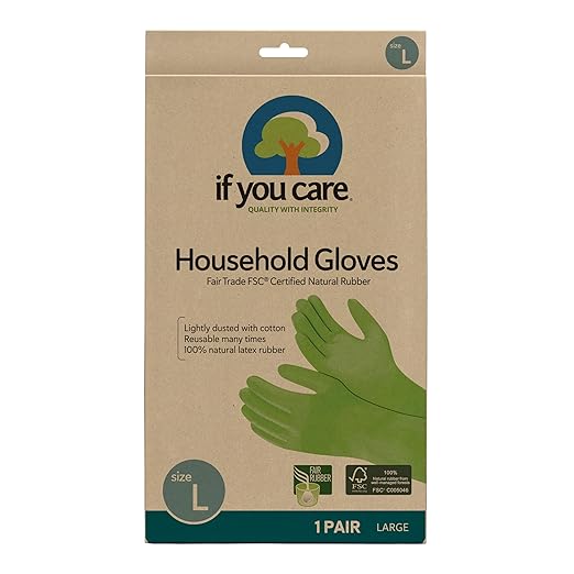 If You Care Latex Gloves,Large, 1 Pair - For Gardening,Dishwashing,Cleaning Kitchen and Bathroom, 100% Cotton Lined,Reusable for Women & Men,Green,(Pack of 12)