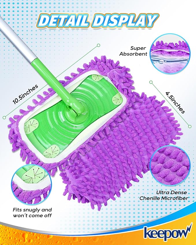 6 Mop Slippers for Floor Cleaning Mop Socks for Women Washable Mopping Socks Feet Foot Slippers Dust Mopping Shoes Microfiber Moppers Slippers for Women Men House Cleaning (3 Pairs)
